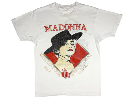Vintage Madonna 'Who's That Girl' Tour La Bonita White T-Shirt 80s 