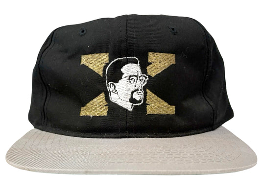 Vintage Malcolm X Embroidered Snapback Grey & Black Hat 90s