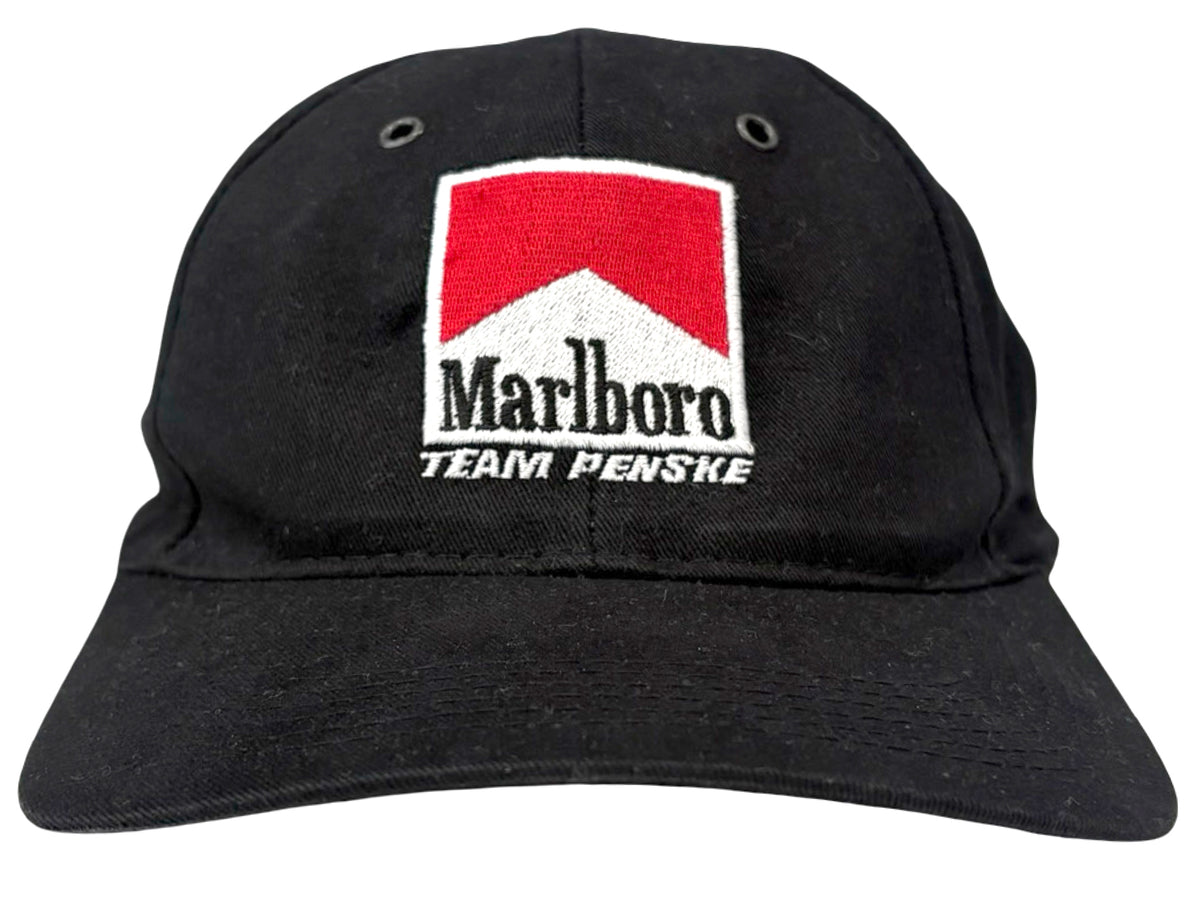 Vintage Marlboro Team Penske Embroidered Strapback Black Hat Car Auto Race Racing Indy Formula 1
