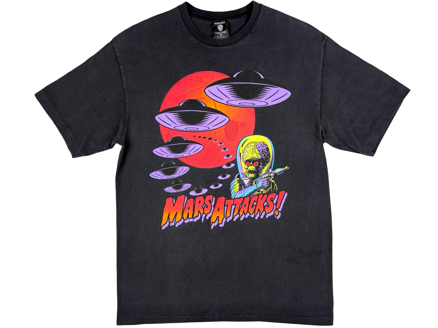 Vintage Mars Attacks Movie Black T-Shirt Tim Burton 90s Horror Sci-Fi Comedy