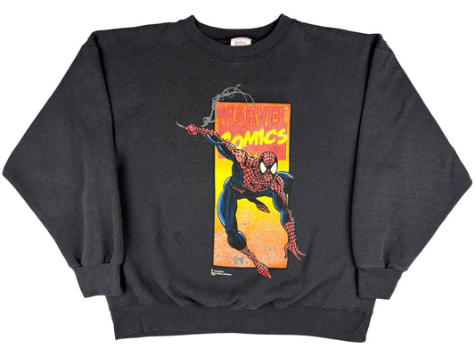 Vintage Marvel Comics Spider-Man Black Sweatshirt 90s 1993 Comic Book 