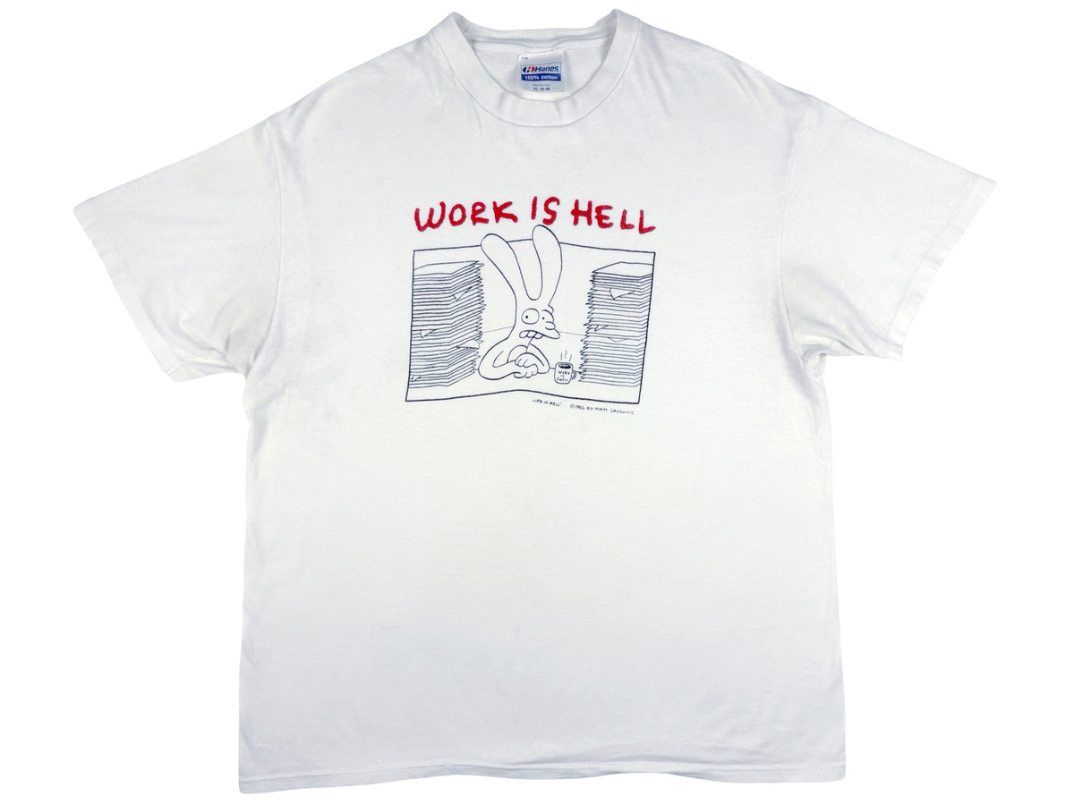 Vintage Matt Groening Work Is Hell T-Shirt Cartoon Comic Strip 80s Art Simpsons Comedy 
