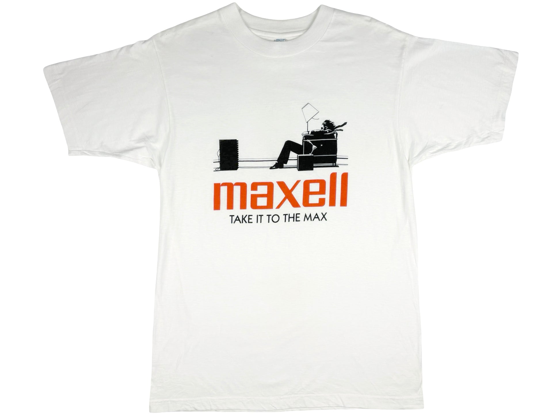 Vintage Maxell 'Take It To The Max' T-Shirt Cassette tapes Electronics Photo Ad 80s 90s