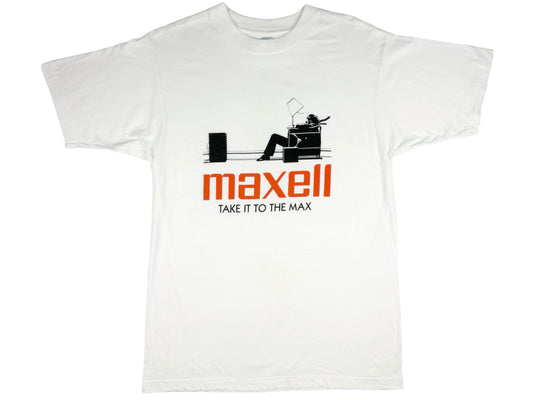 Vintage Maxell 'Take It To The Max' T-Shirt Cassette tapes Electronics Photo Ad 80s 90s
