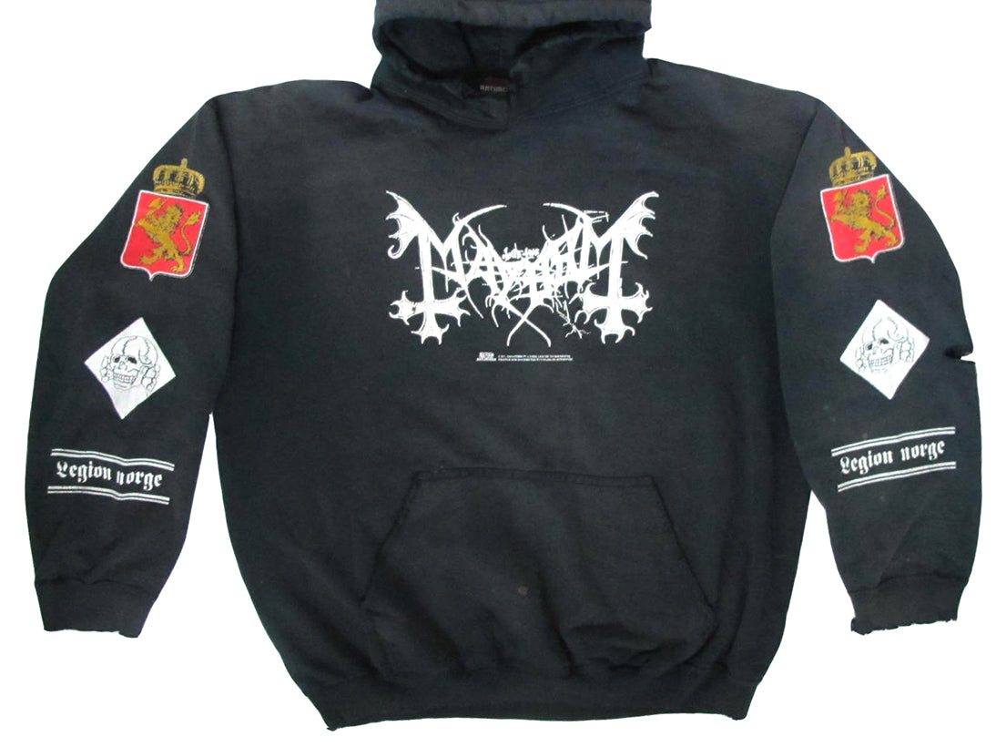 Vintage Mayhem Thrashed Hoodie 90s Black Metal Band 