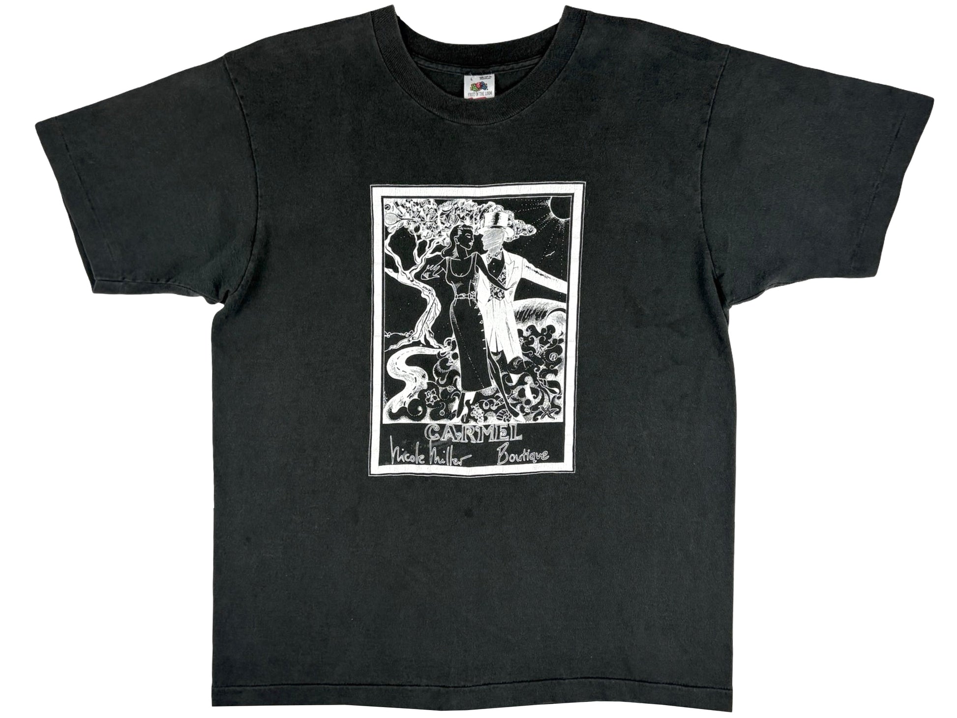 Vintage Nicole Miller Carmel Boutique Black T-Shirt California Designer Store 90s