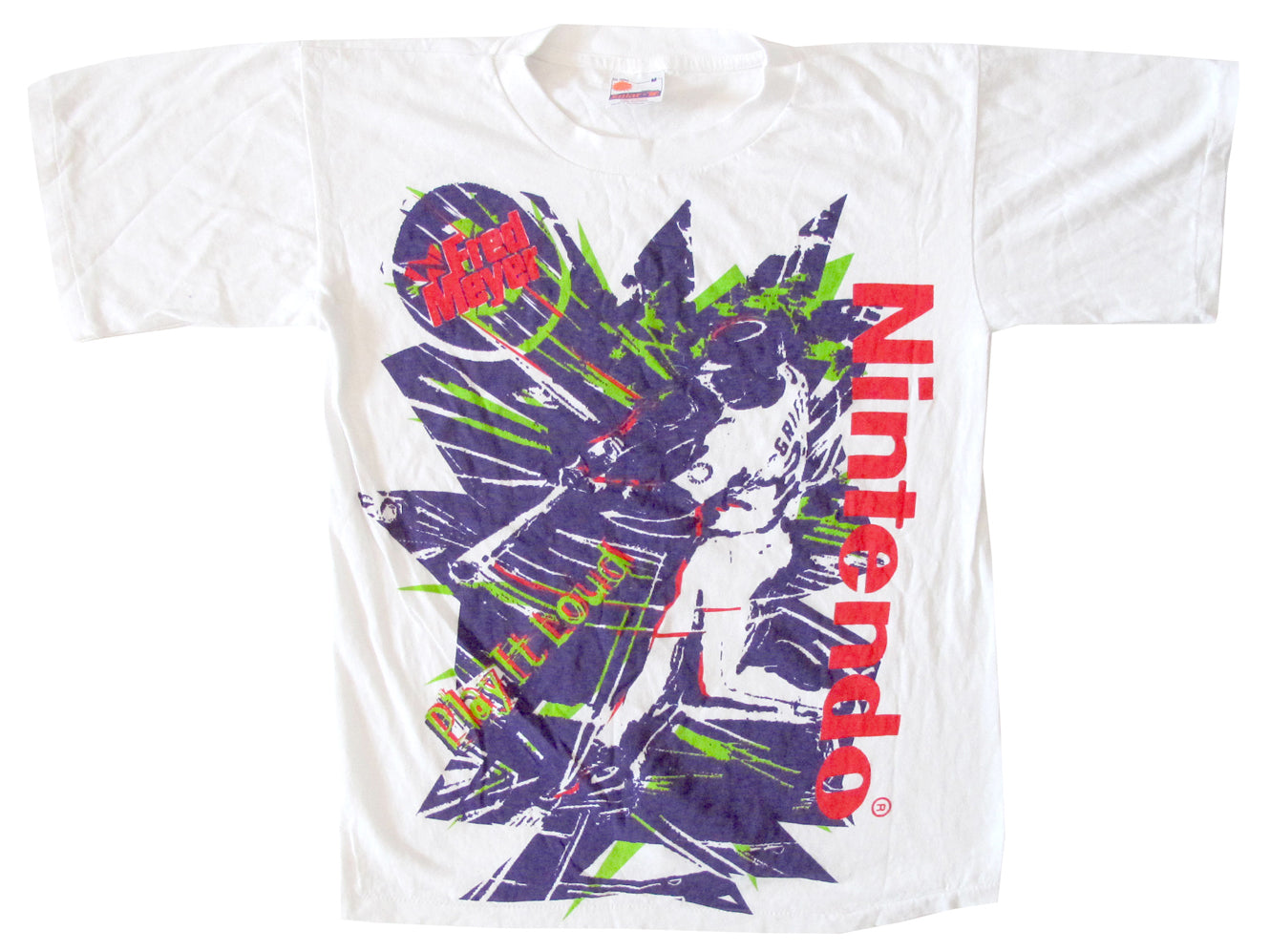 Vintage Nintendo x Fred Mayer x Ken Griffey Jr. White T-Shirt 80s 90s NES Video games