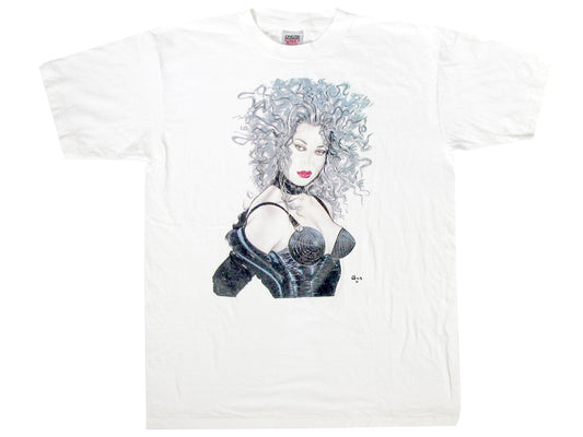 Vintage Olivia De Berardinis 1988 White T-Shirt Pin Up Art Artist 80s BOndage
