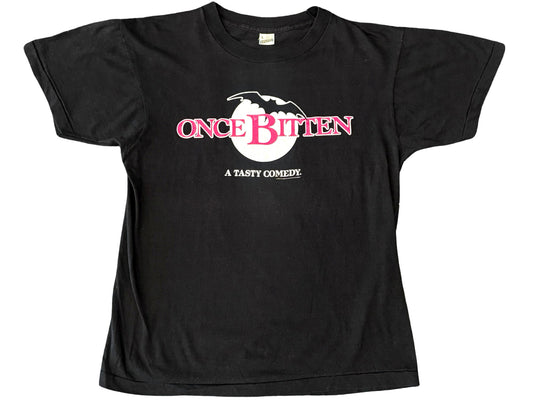 Vintage Once Bitten Movie Black T-Shirt 80s Jim Carrey Horror Vampire Dracula 