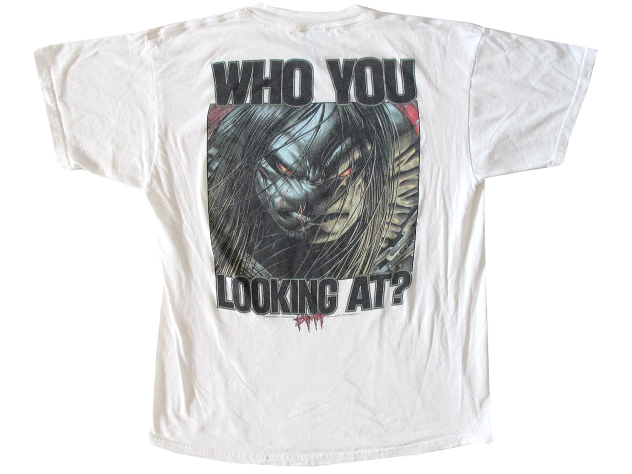 Vintage PItt 'Who You Looking At' White T-Shirt Comic Book Image Comics 90s dale kewon