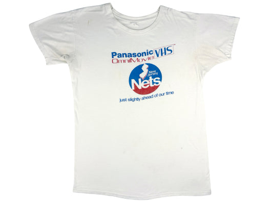 Vintage Panasonic Omni Movie VHS x New Jersey Nets T-Shirt NJ Basketball NBA Sportswear 80s