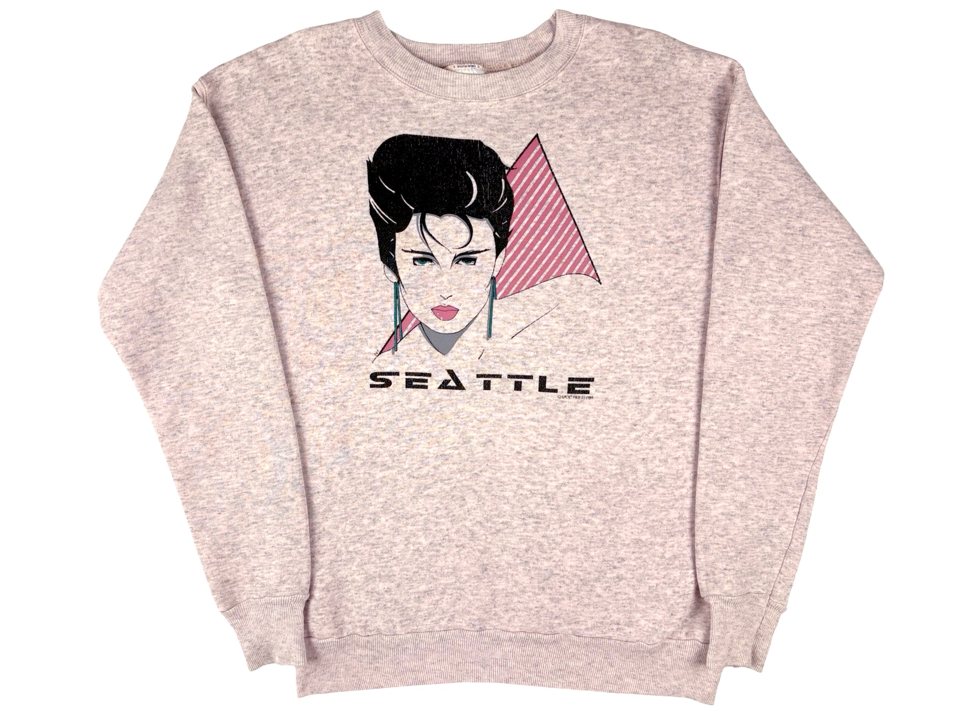 Vintage Patrick Nagel Seattle Pink Grey Sweatshirt 80s Washington Art Artist 80s Tourist Souvenir