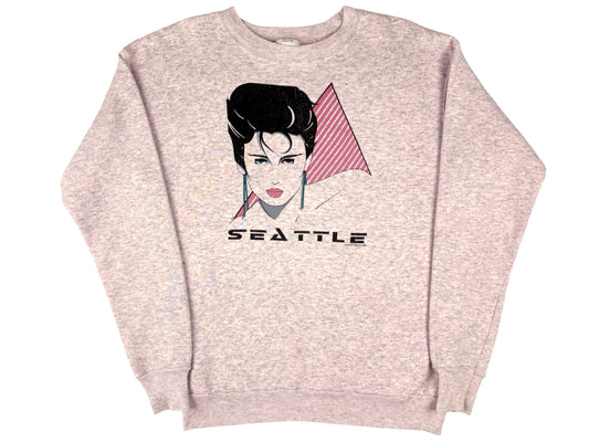 Vintage Patrick Nagel Seattle Pink Grey Sweatshirt 80s Washington Art Artist 80s Tourist Souvenir