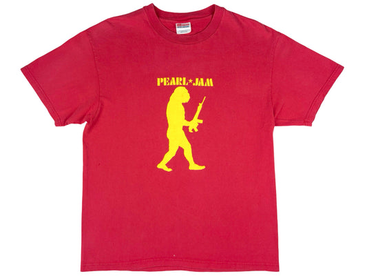 Vintage Pearl Jam 1998 Tour Red T-Shirt 90s Grunge Alt Rock & Roll Eddie Vedder Ape