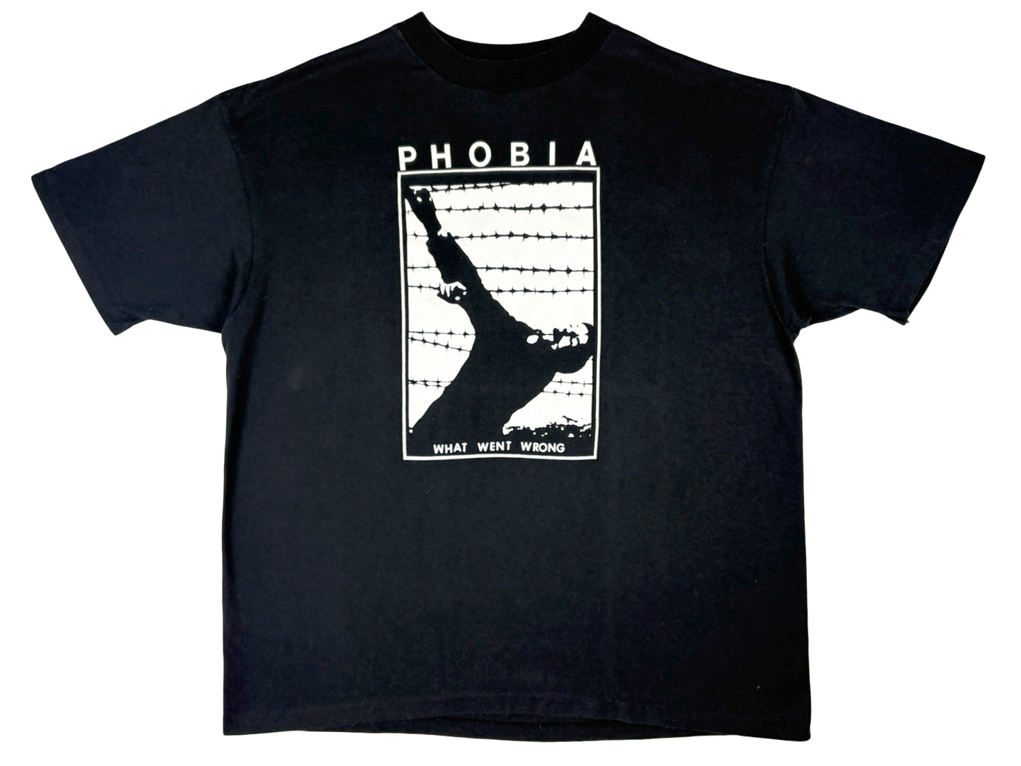 Vintage Phobia 'What Went Wrong' Black T-Shirt Grindcore Crust Punk Hardcore Metal band Tee 90s 