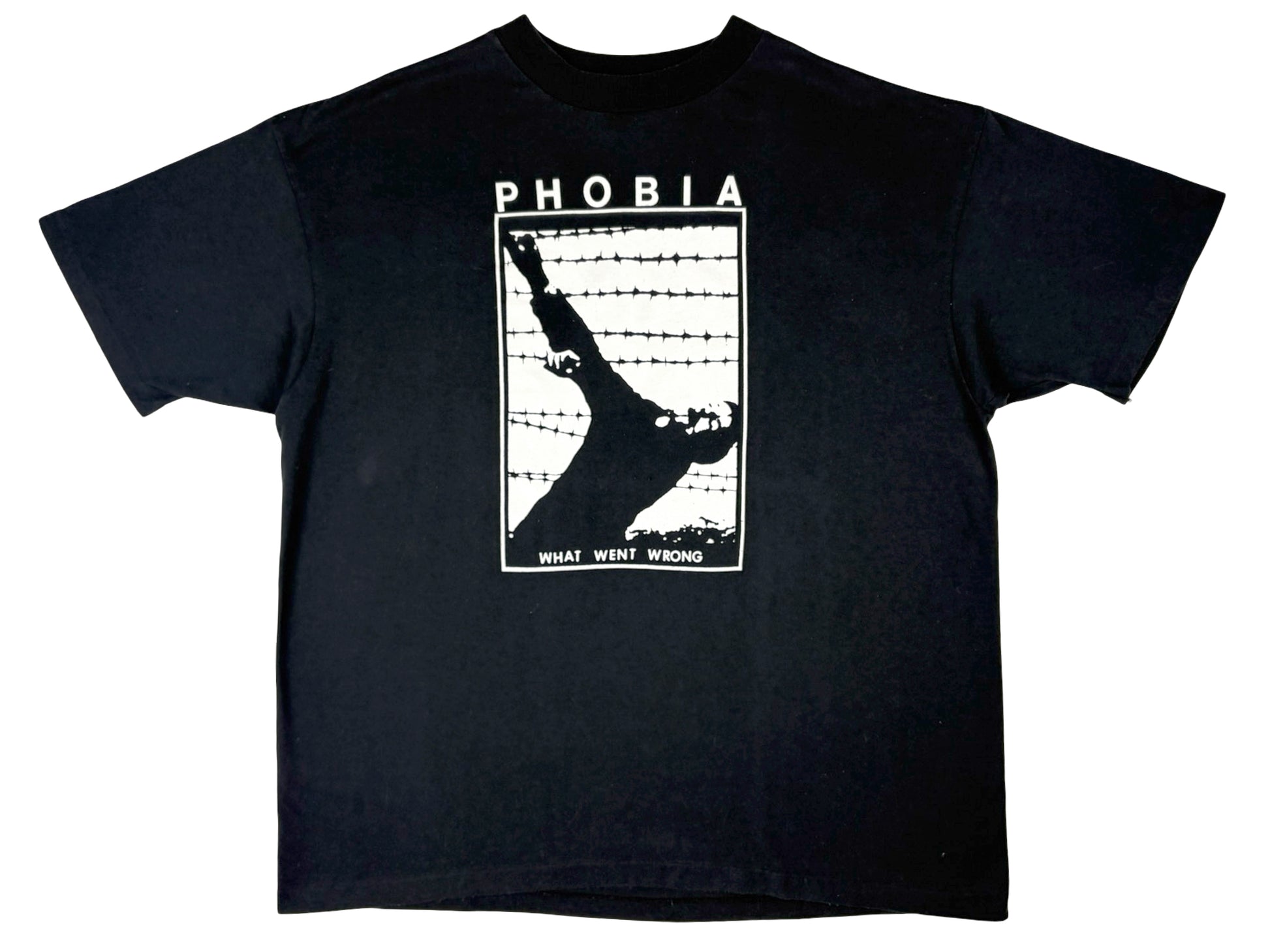 Vintage Phobia 'What Went Wrong' Black T-Shirt Grindcore Crust Punk Hardcore Metal band Tee 90s 