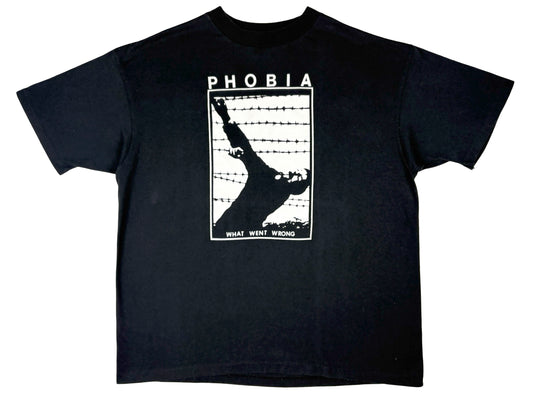 Vintage Phobia 'What Went Wrong' Black T-Shirt Grindcore Crust Punk Hardcore Metal band Tee 90s 