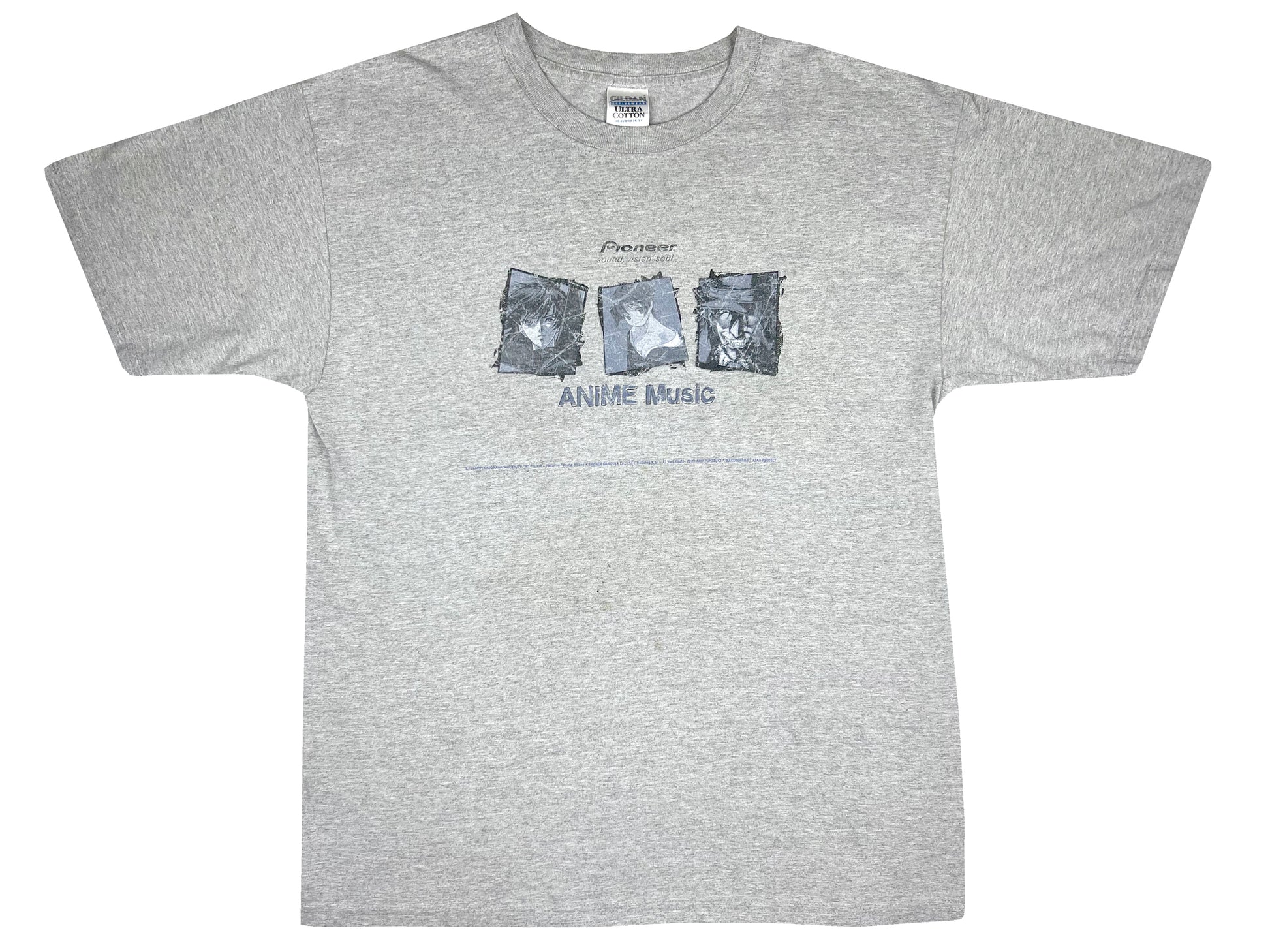 Vintage Pioneer Anime Music Grey T-Shirt