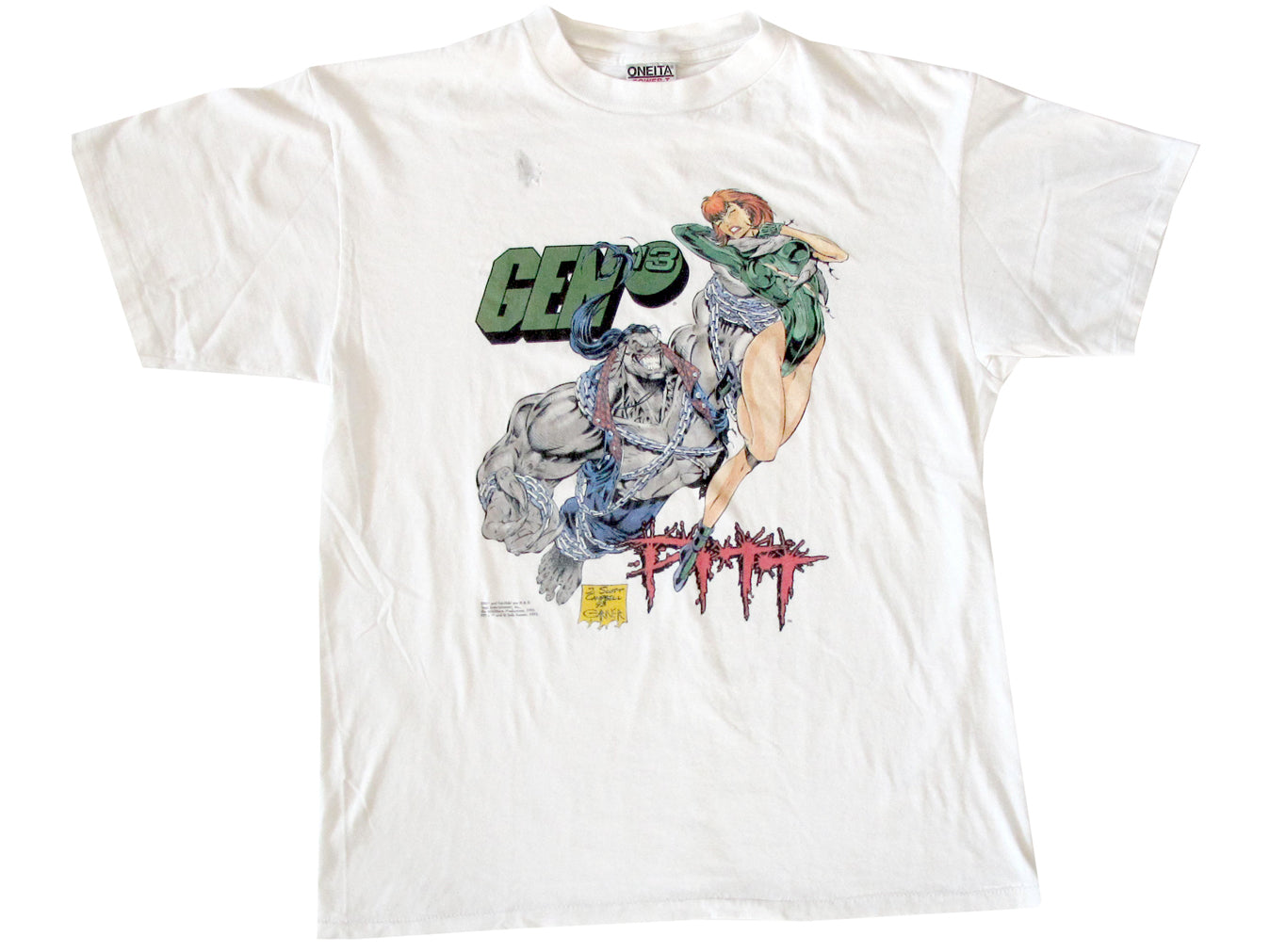 Vintage Pitt x Gen-13 Comic Book White T-Shirt Image Comics 90s 