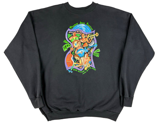 Vintage Playboy Jazz Festival 2002 Black Sweatshirt y2k LA Hollywood Bowl 24th Annual Los Angeles