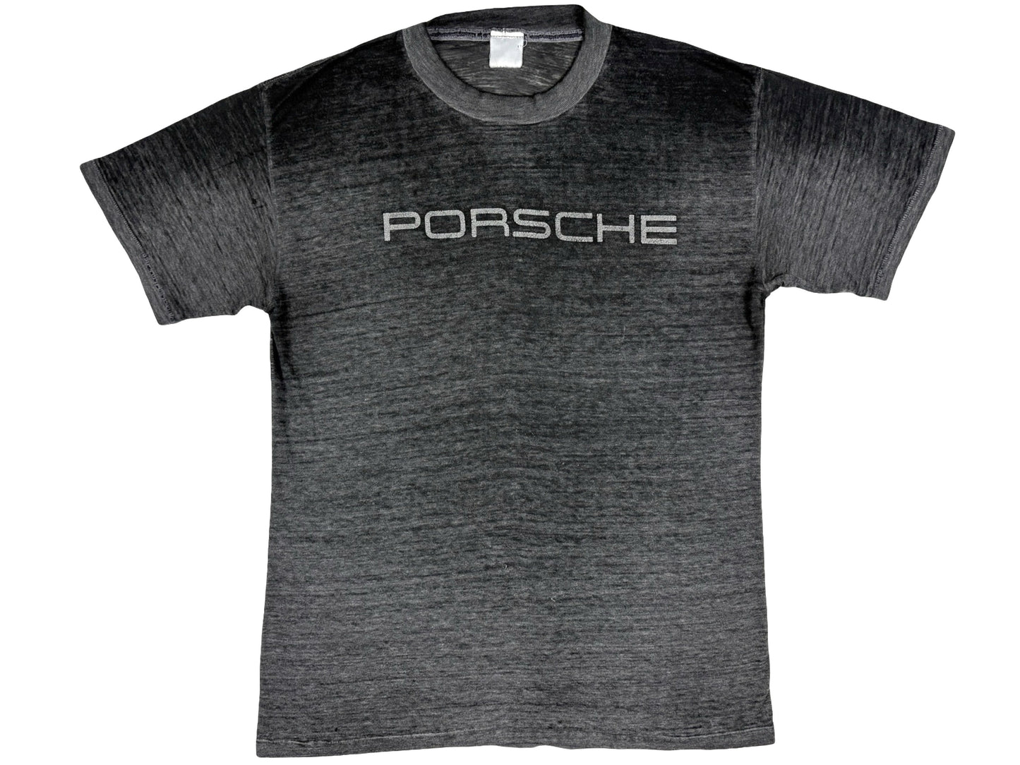 Vintage Porsche Threadbare Black T-Shirt Worn Faded Car Auto 