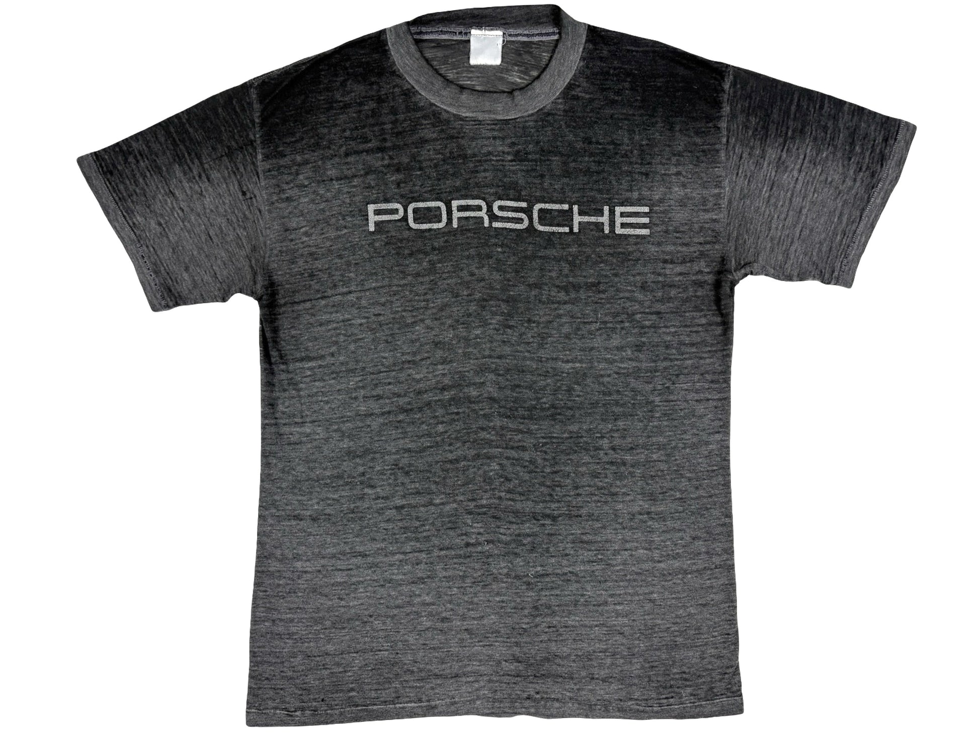 Vintage Porsche Threadbare Black T-Shirt Worn Faded Car Auto 
