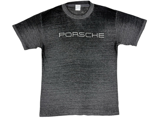 Vintage Porsche Threadbare Black T-Shirt Worn Faded Car Auto 