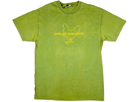 Vintage Pretty Girls Make Graves Rooster Green T-Shirt Chicken Chick y2k Hardcore Punk Rock Band Tee
