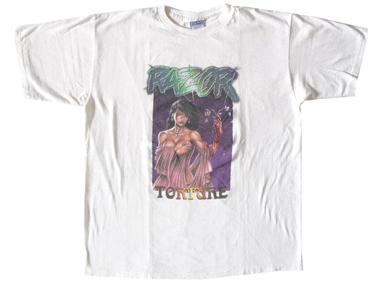 Vintage Razor Torture Comic Book White T-Shirt Comics 90s 