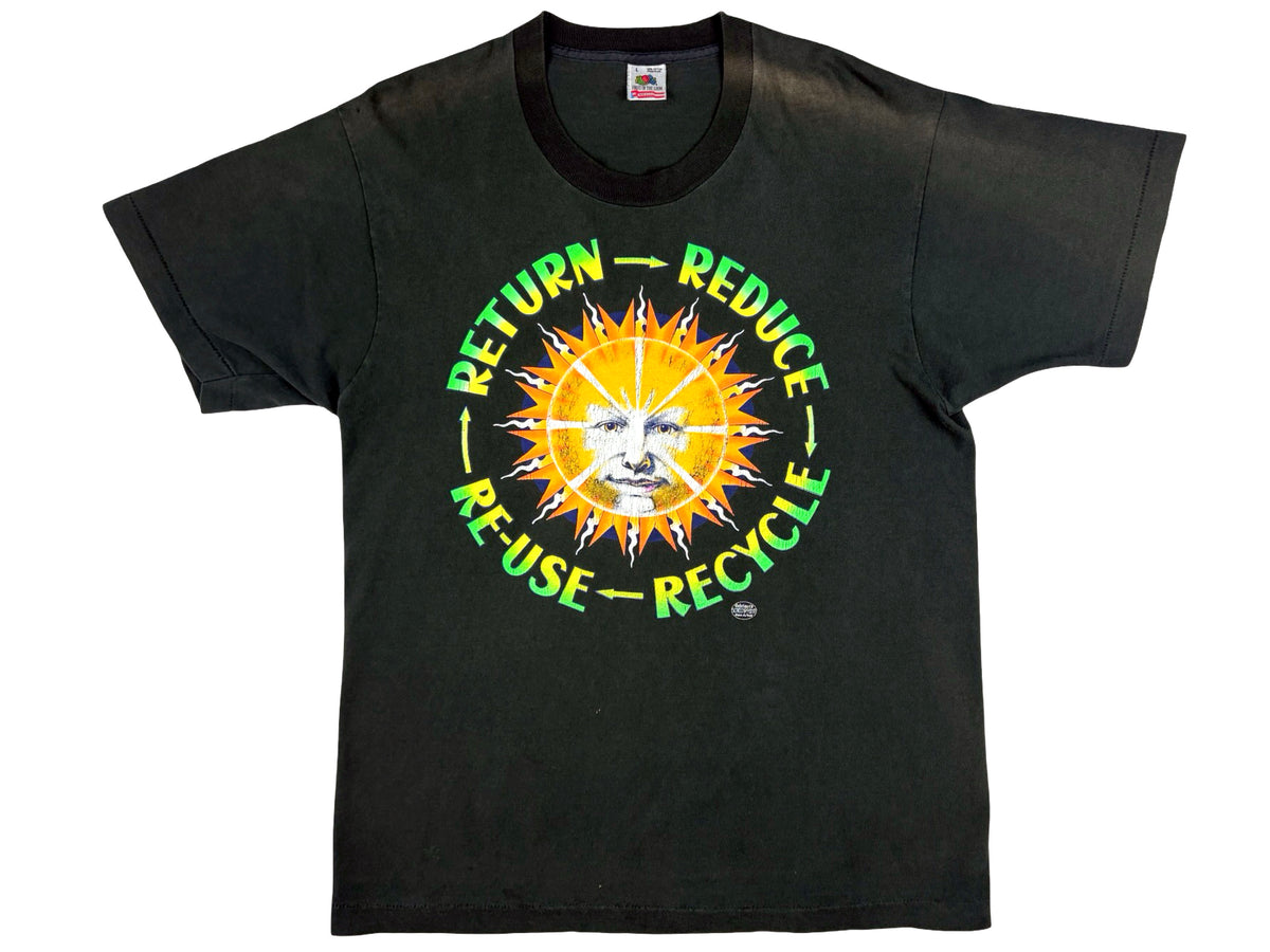 Vintage Return Reduce Reuse Recycle black T-Shirt 90s Environmental Sun Face