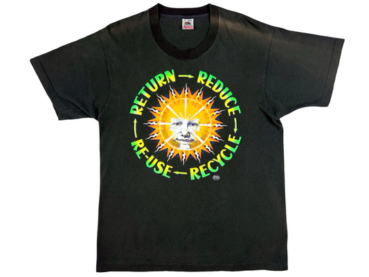 Vintage Return Reduce Reuse Recycle black T-Shirt 90s Environmental Sun Face