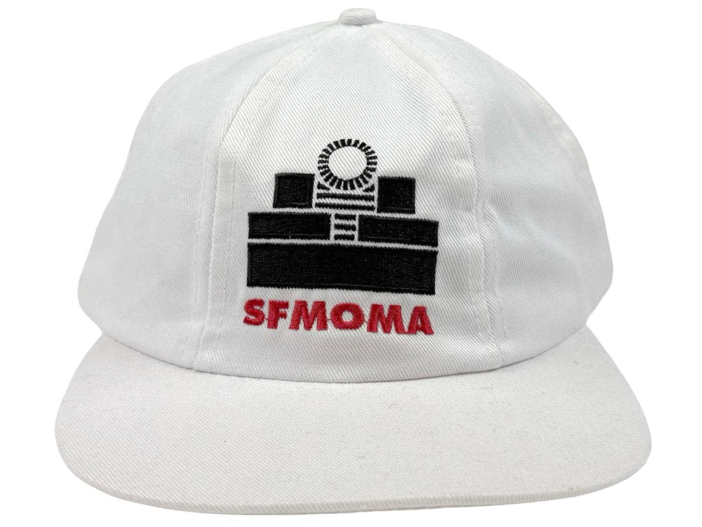 Vintage San Francisco  Moma White Embroidered Hat 90s Museum of Modern Art California