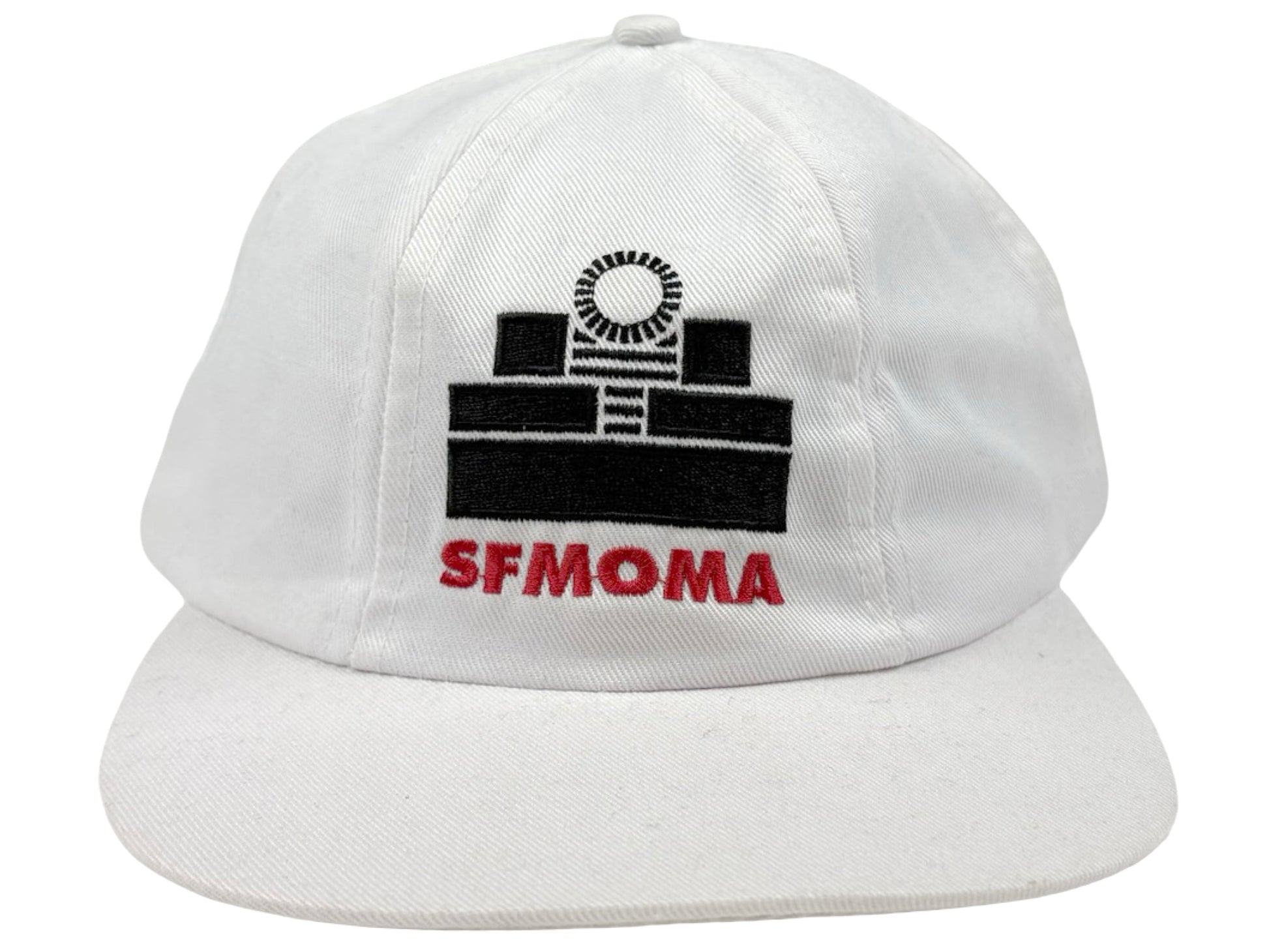 Vintage San Francisco  Moma White Embroidered Hat 90s Museum of Modern Art California