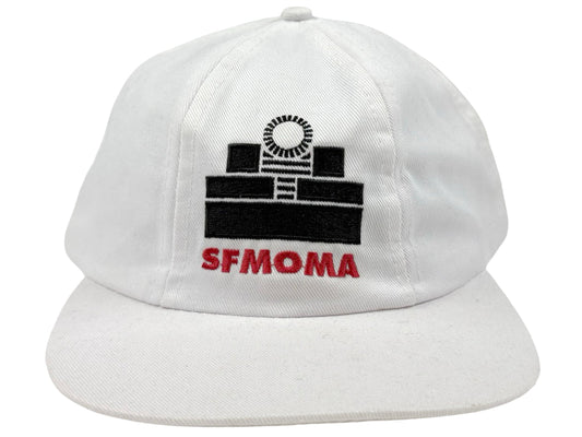 Vintage San Francisco  Moma White Embroidered Hat 90s Museum of Modern Art California