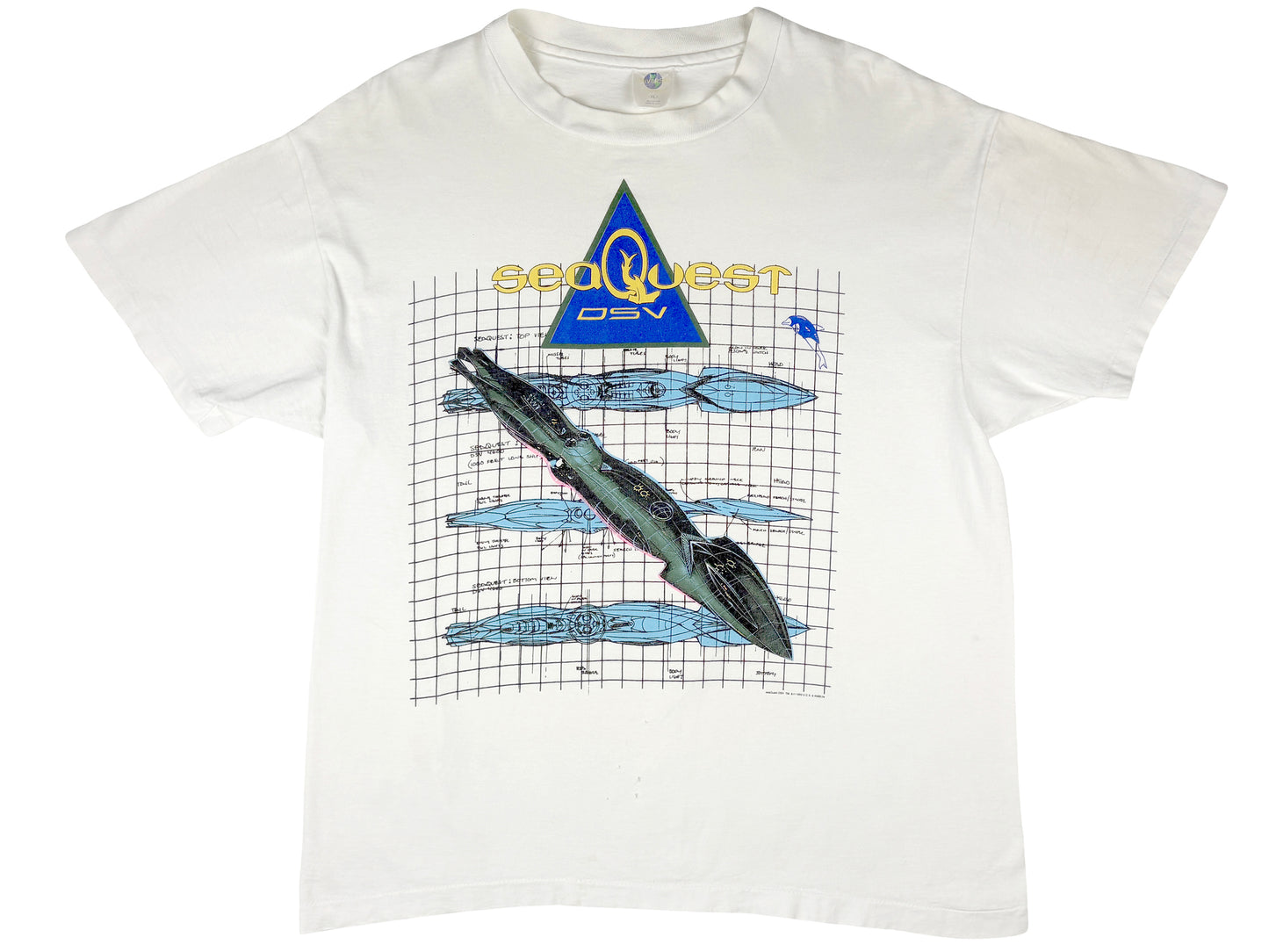 Vintage SeaQuest DSV White T-Shirt Sea Quest Sci-Fi Science Fiction TV Show 90s