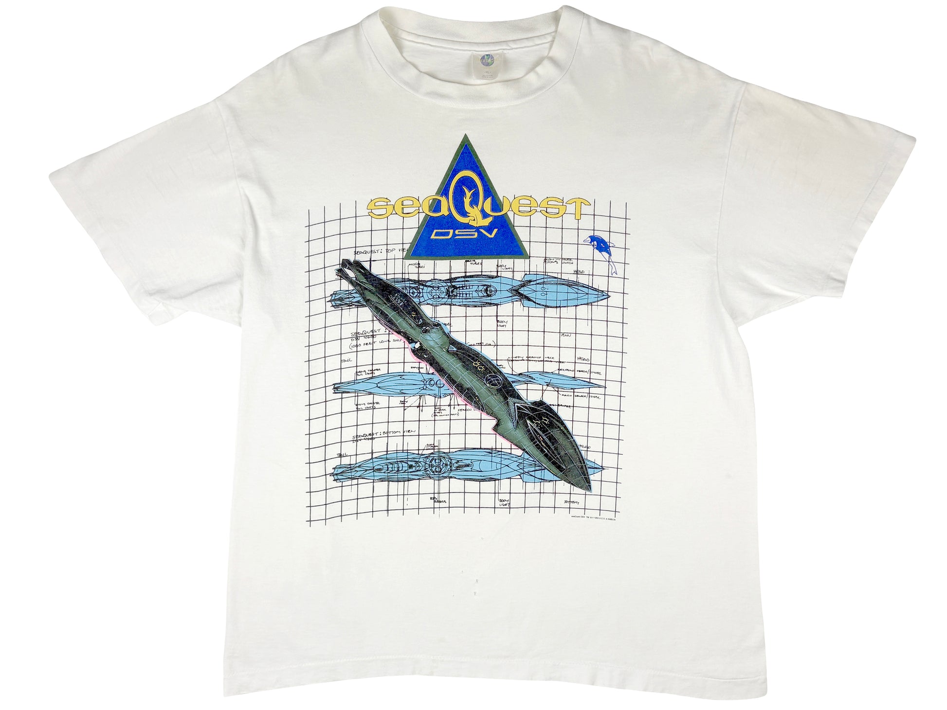 Vintage SeaQuest DSV White T-Shirt Sea Quest Sci-Fi Science Fiction TV Show 90s