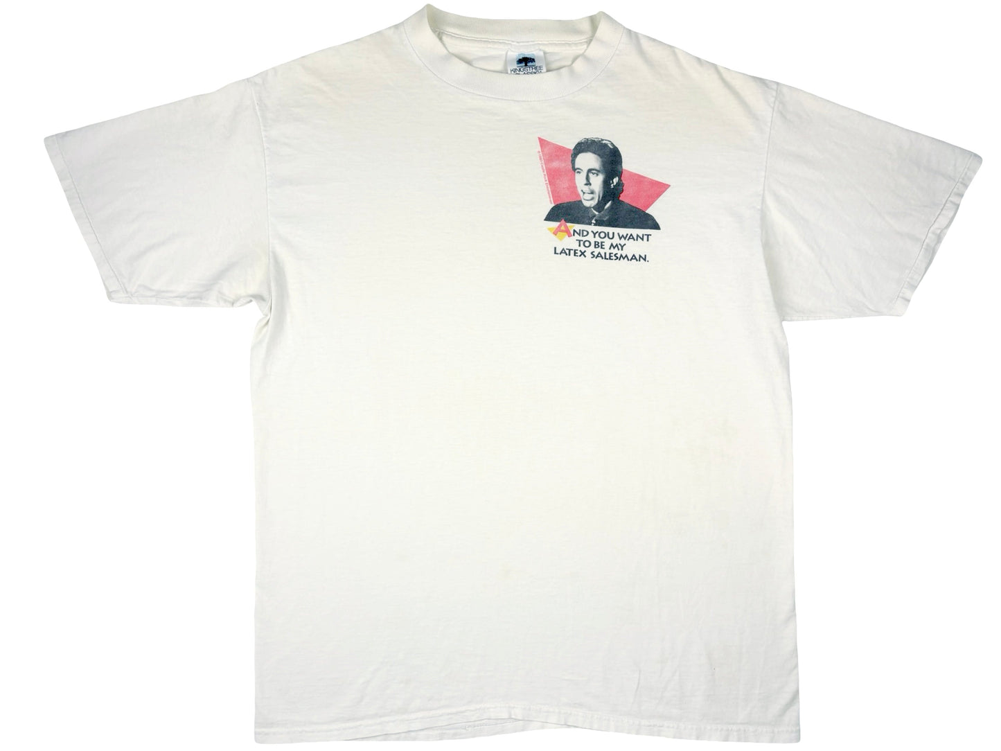 Vintage Seinfeld 'And You Want To Be My Latex Salesman' White T-Shirt 90s TV SHow Jerry Comedy