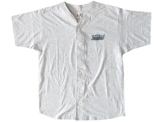 Vintage Seinfeld Embroidered Baseball Shirt Grey 90s Comedy TV Show Jerry George Elaine Kramer 