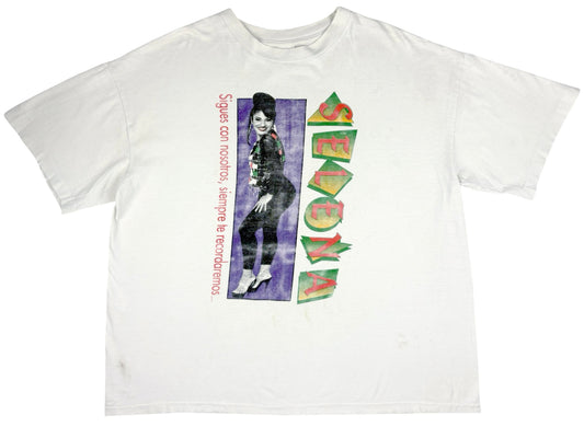 Vintage Selena Quintanilla-Pérez White T-Shirt Singer Mexican 90s Memorial Rap Tee