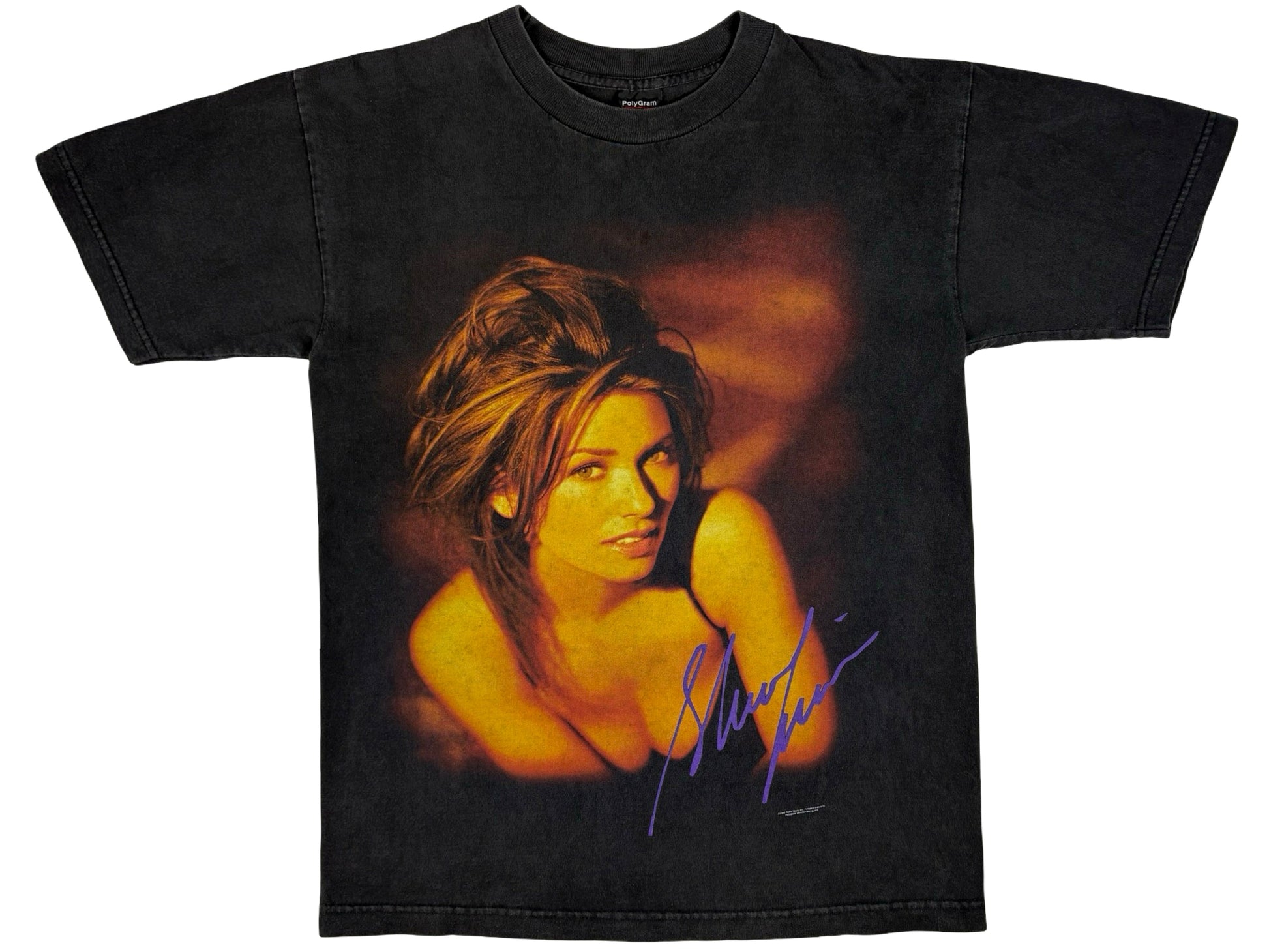 Vintage Shania Twain Black T-Shirt Country Music Artist Singer 90s Polygram CMA