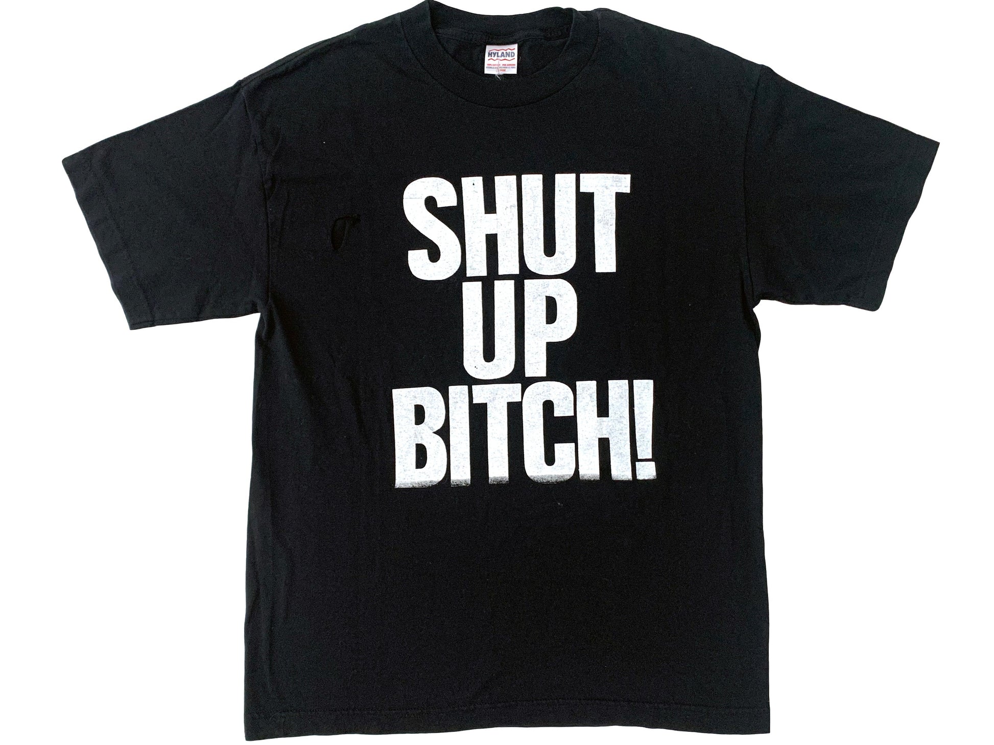 Vintage Shut Up Bitch Black T-Shirt Slogan Funny Humor 90s