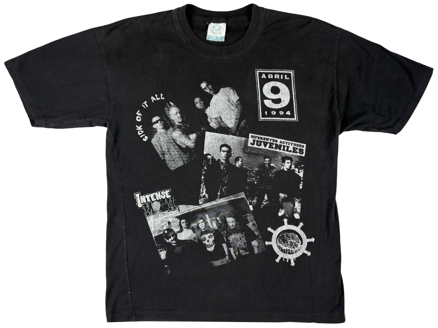Vintage Sick Of It All Argentina 1994 T-Shirt Diferentes Acttitudes Juveniles Intense Mosh 90s Hardcore NY New York