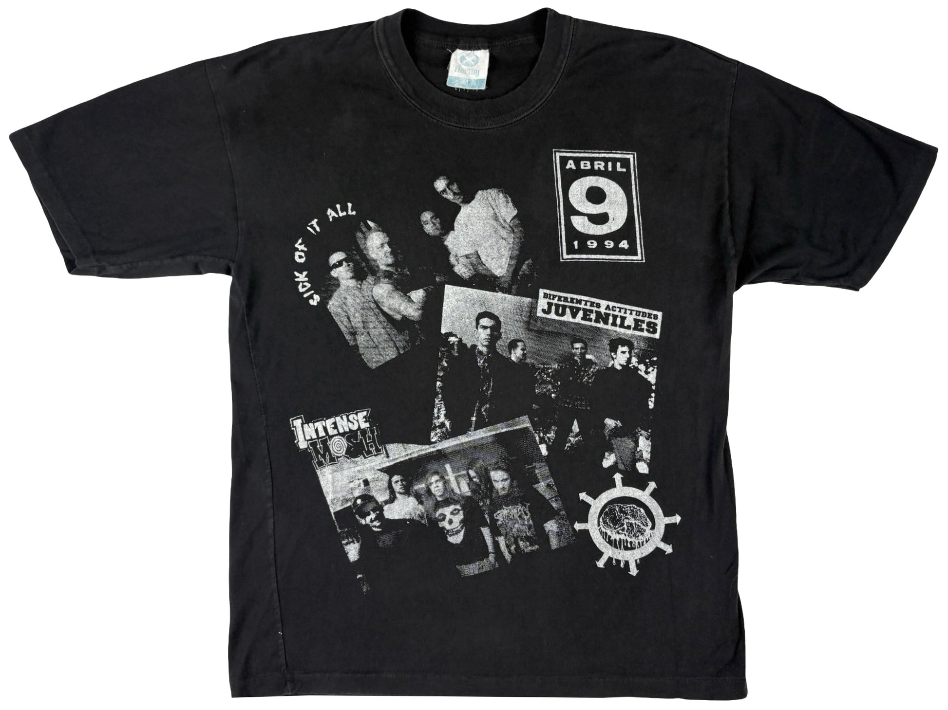 Vintage Sick Of It All Argentina 1994 T-Shirt Diferentes Acttitudes Juveniles Intense Mosh 90s Hardcore NY New York