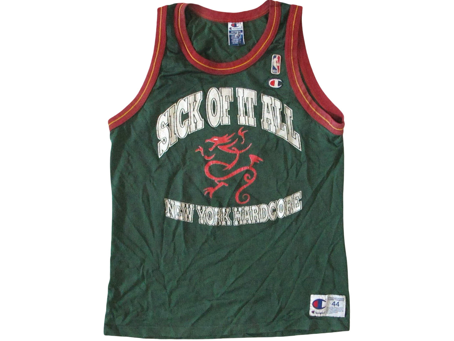 Vintage Sick of It All Champion Green Basketball Jersey 90s Hardcore NY NYC New York City