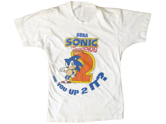 Vintage Sonic The Hedgehog 2 White T-Shirt Video Game Sega Genesis 90s