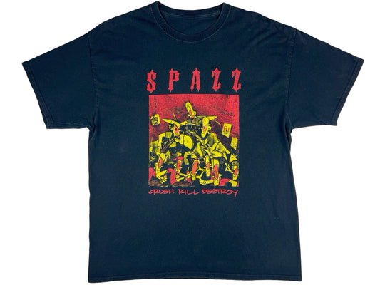Vintage Spazz 'Crush Kill Destroy' Black T-Shirt Crust Punnk Grind Core hardcore Metal Band 90s Power Violence