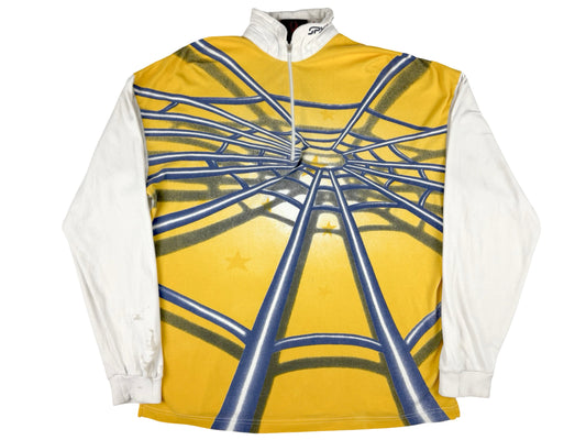 Vintage Spyder Yellow & White Quarter Zip Shirt 90s y2k 