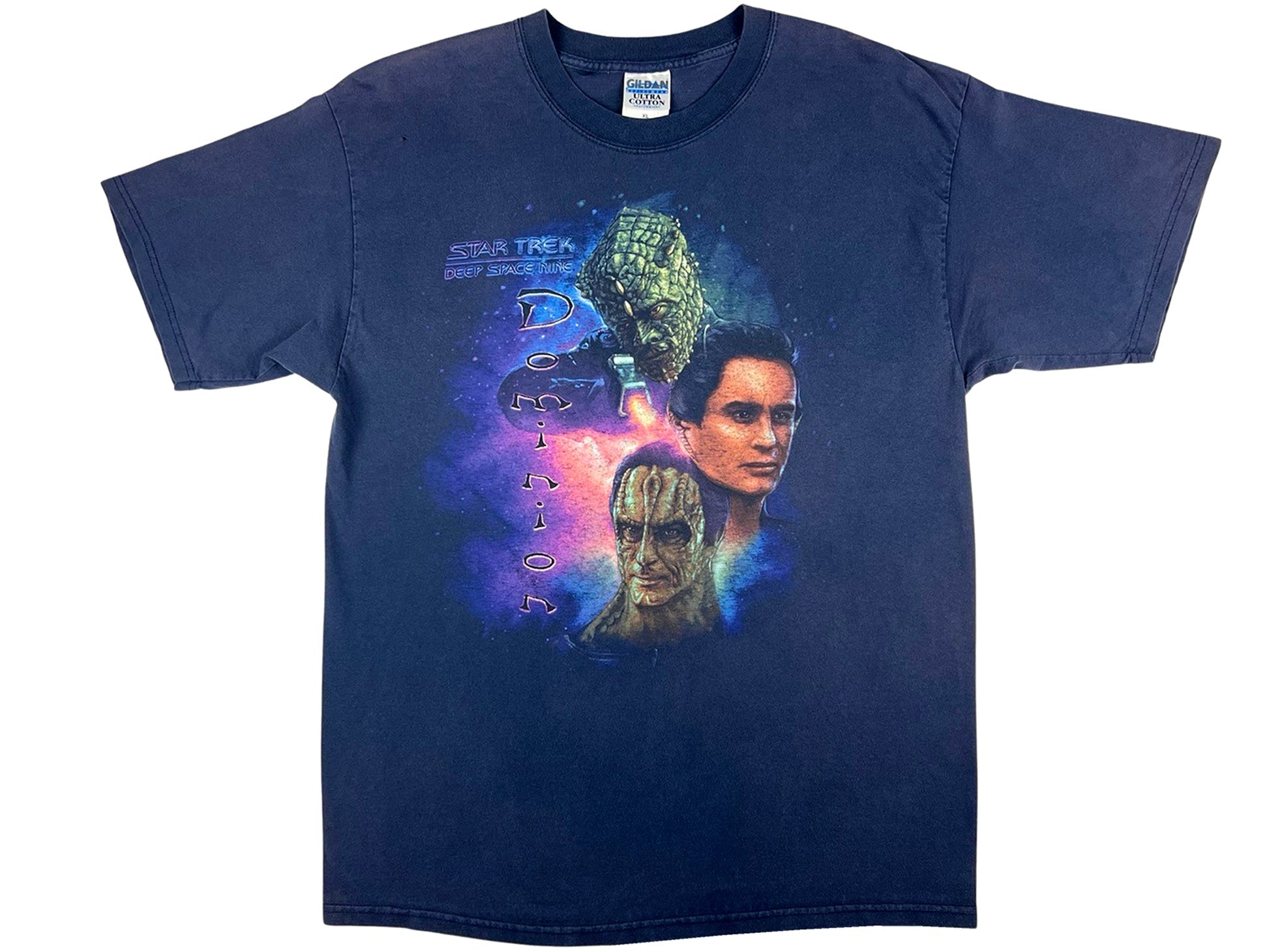 Vintage Star Trek 'Deep Space Nine' Dominion Blue T-Shirt 90s TV Show Sci-Fi Science Fiction 