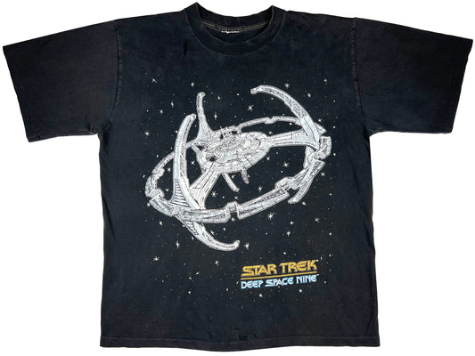 Vintage Star Trek 'Deep Space Nine' Black T-Shirt 90s TV Show Sci-Fi Science Fiction