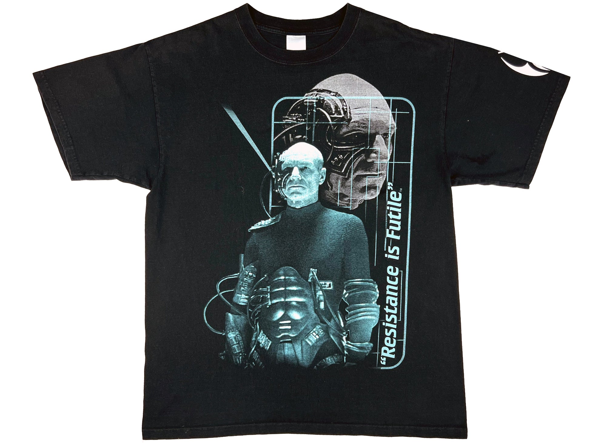 Vintage Star Trek Jean Luc Picard Borg Black T-Shirt TV SHow Sci-Fi Science Fiction 90s y2k